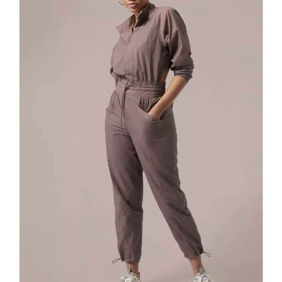 Athleta x Alicia Keys Utility Jumpsuit Brown Women’s Size 16 - Picture 1 of 9